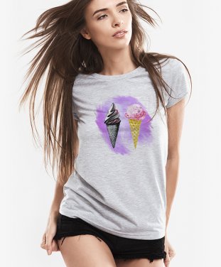 Жіноча футболка Мороженое-рожок на фиолетовом фоне