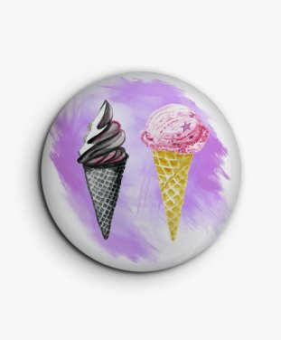 Значок Мороженое-рожок на фиолетовом фоне