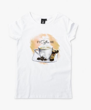 Жіноча футболка Чашка кофе с надписью "It's coffee time"