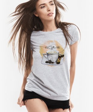 Жіноча футболка Чашка кофе с надписью "It's coffee time"
