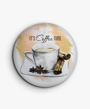 Значок Чашка кофе с надписью "It's coffee time"