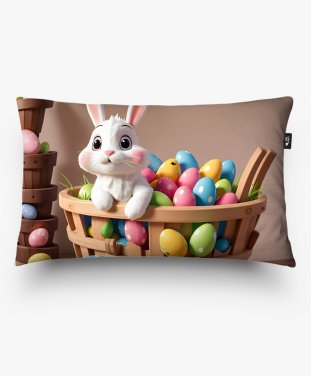 Подушка прямокутна Маленький кролик у кошику з яйцями