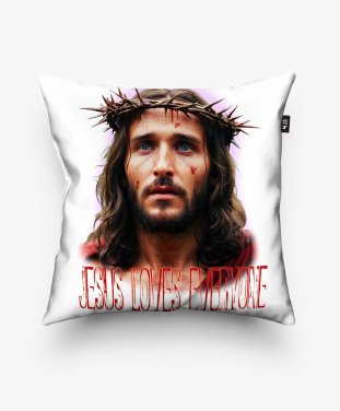 Подушка квадратна Jesus loves everyone (Ісус любить всіх)