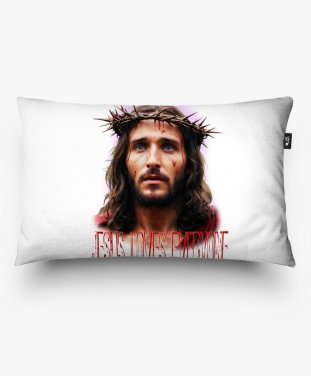 Подушка прямокутна Jesus loves everyone (Ісус любить всіх)