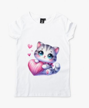 Жіноча футболка Котик з серцем