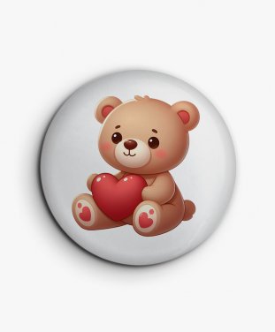 Значок Ведмедик з червоним серцем