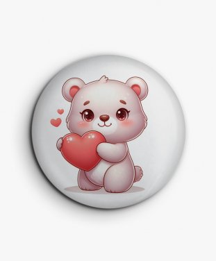 Значок Ведмедик з червоним серцем