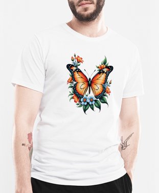 Чоловіча футболка Метелик з квітами