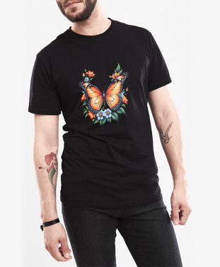 Чоловіча футболка Метелик з квітами