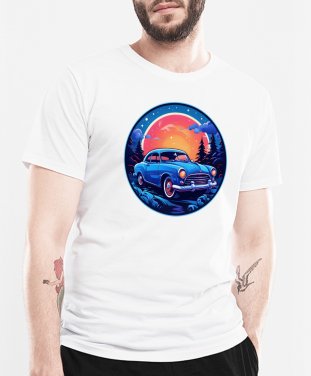 Чоловіча футболка Автомобіль на тлі місяця