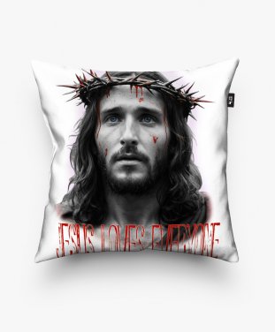Подушка квадратна Jesus loves everyone_ (Ісус любить всіх)