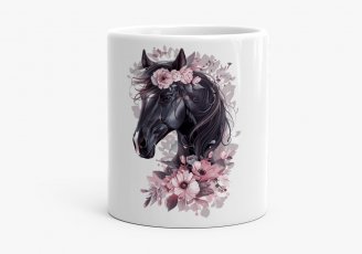 Чашка Кінь з рожевими квітами 