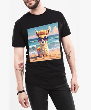 Чоловіча футболка Мила лама на пляжі