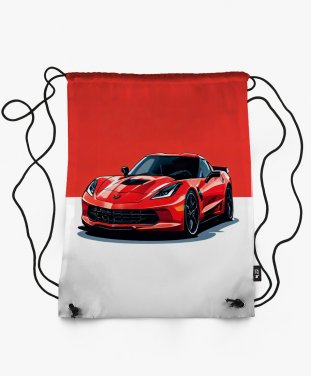 Рюкзак Червоний спортивний автомобіль на червоно-білому фоні