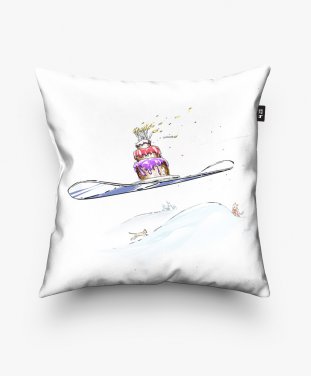 Подушка квадратна День рождения сноубордиста