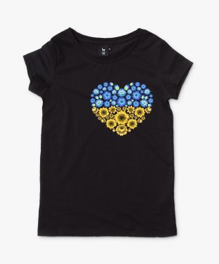 Жіноча футболка Соняшники та волошки у серці