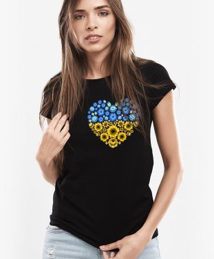 Жіноча футболка Соняшники та волошки у серці