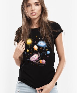 Жіноча футболка вовняні кульки з сонечком та хмаринкою (без фону)