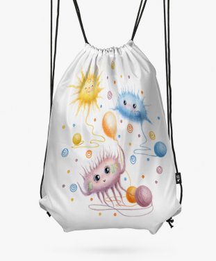 Рюкзак вовняні кульки з сонечком та хмаринкою (без фону)