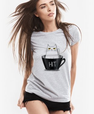 Жіноча футболка Кіт у чорній чашці