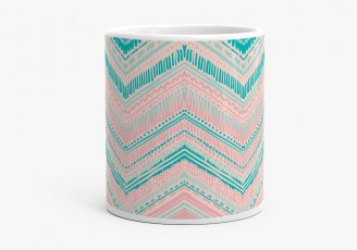 Чашка розовый с бирюзовым абстрактный  узор