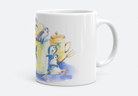 Чашка Пингвины варят суп