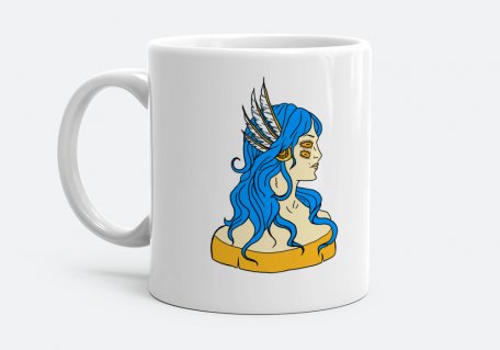 Чашка Девушка валькирия с синими волосами