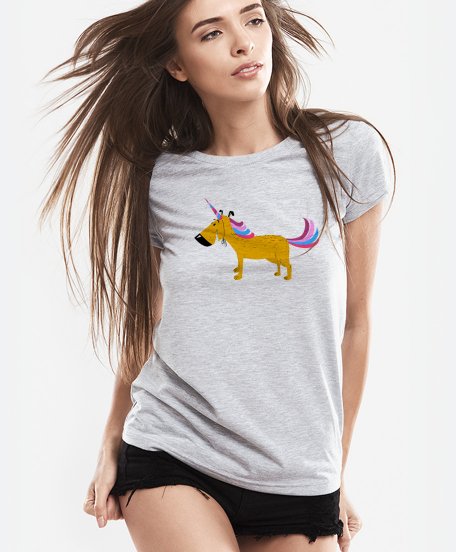 Жіноча футболка Пёс в костюме единорога