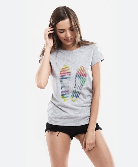 Жіноча футболка Rainbow print of traces from the shoe