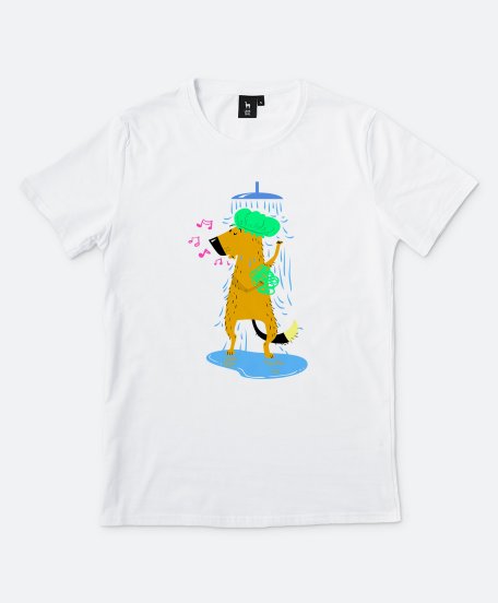 Чоловіча футболка Поющий в душе пёс