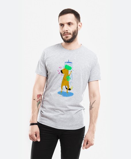 Чоловіча футболка Поющий в душе пёс