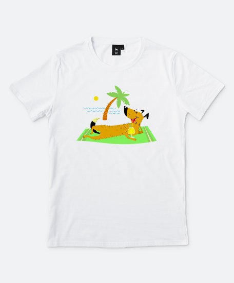 Чоловіча футболка Пёс в отпуске на пляже