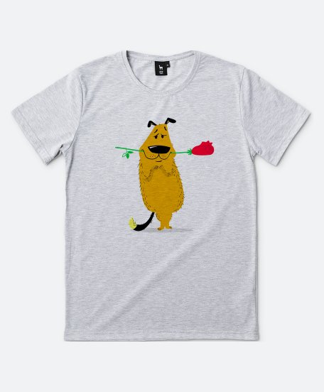 Чоловіча футболка Пёс с цветком в зубах