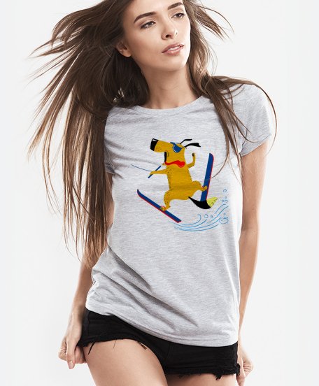 Жіноча футболка Пёс на водных лыжах