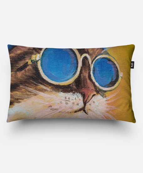 Подушка прямокутна кот в синих очках