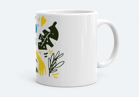 Чашка Голубой и желтый динозавр