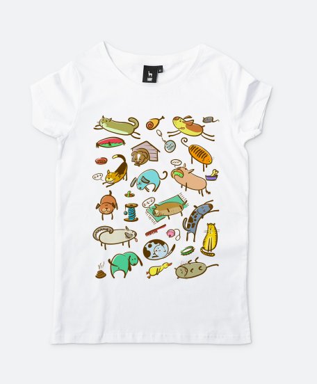 Жіноча футболка Коты и собаки