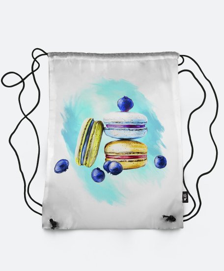 Рюкзак Макаруны с ягодами на голубом фоне