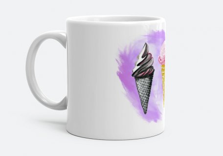 Чашка Мороженое-рожок на фиолетовом фоне