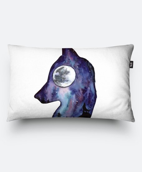Подушка прямокутна Волк. Луна и Космос.