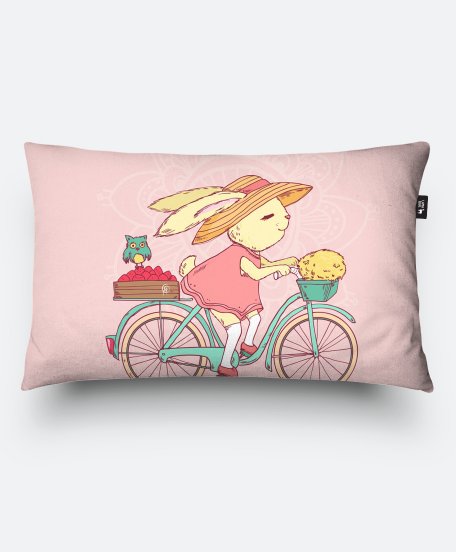 Подушка прямокутна Кролик на велосипеді