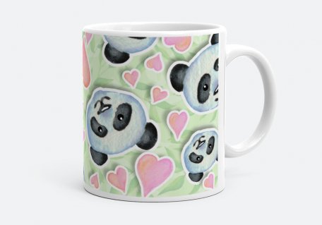 Чашка панды и сердечки