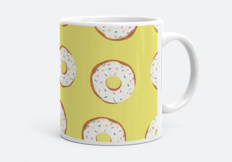 Чашка Пончики на жолтом фоне