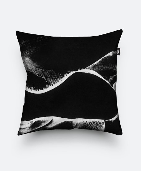Подушка квадратна Абстрактный рисунок нитью на черном 2