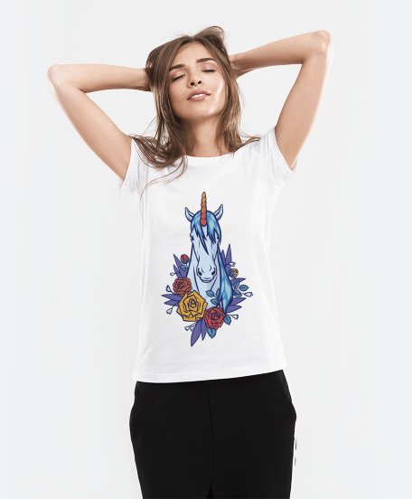 Жіноча футболка Единорог в цветах