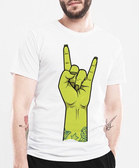 Чоловіча футболка Зомби жест панков, рокеров и металлистов, (коза)