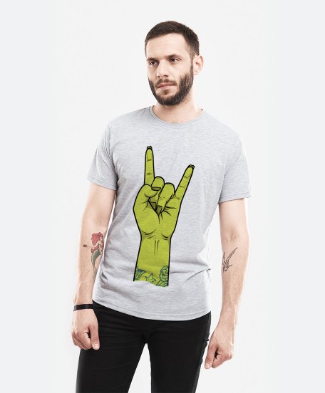 Чоловіча футболка Зомби жест панков, рокеров и металлистов, (коза)