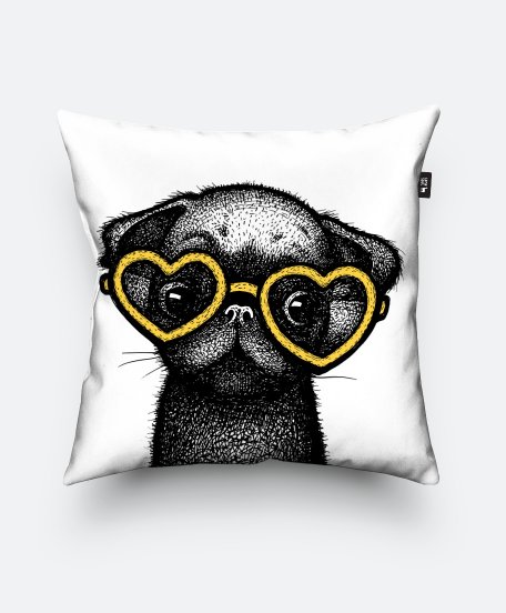 Подушка квадратна Pug Puppy Pillow - Yellow
