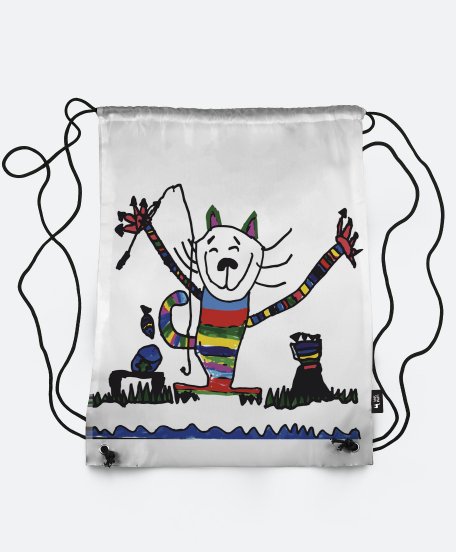 Рюкзак Кіт-риболов (Дитячий малюнок)