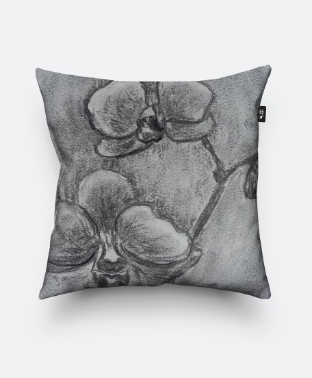 Подушка квадратна Чорно-біла орхідея